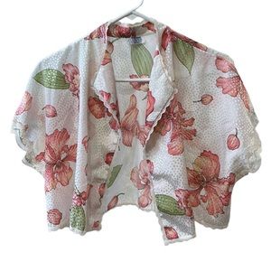VINTAGE VALENTINO INTIMO silky satin floral crop top with lace trim